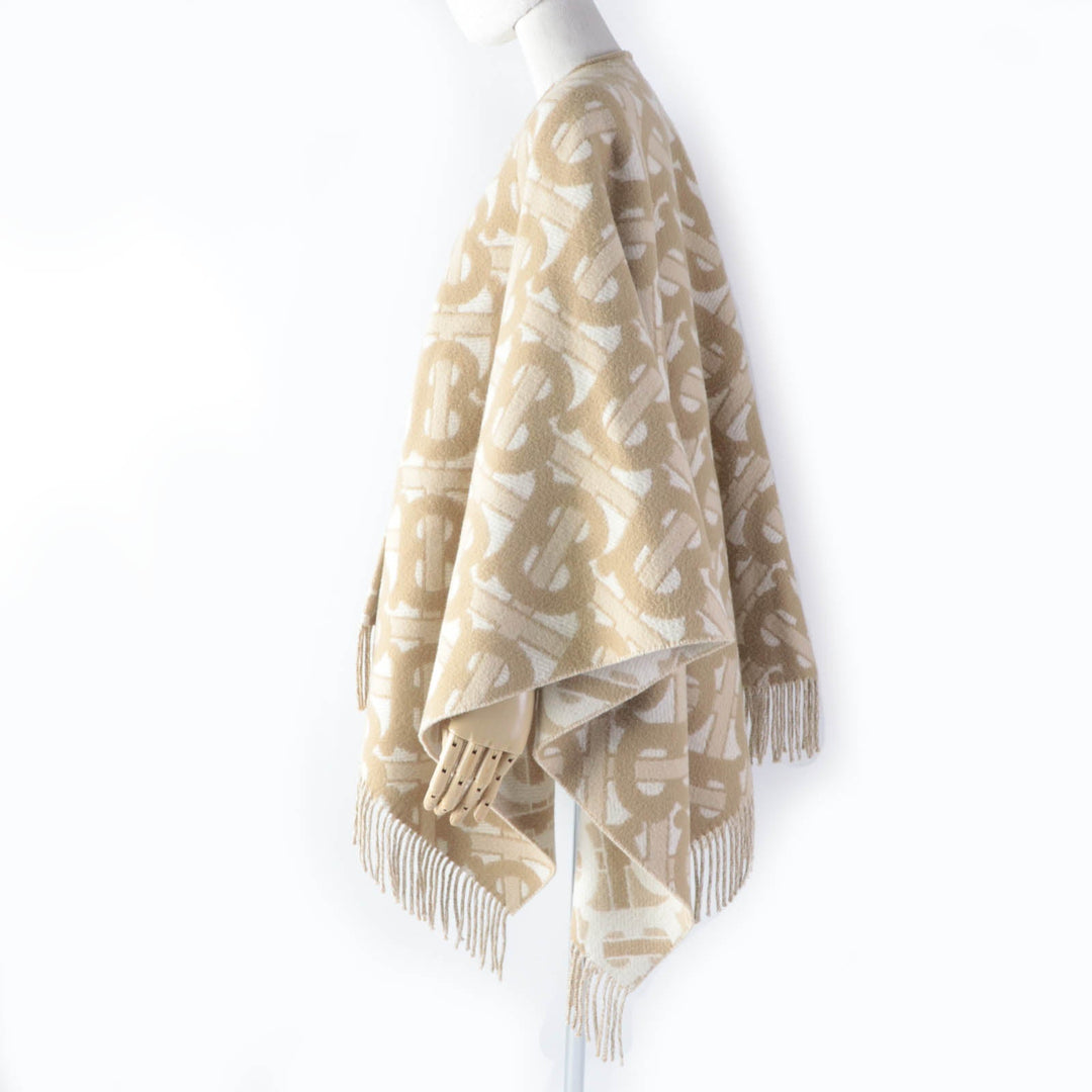 BURBERRY poncho 8022741 Main: 90% wool, Main: 10% cashmere beige Women 137�~140cm Used Authentic