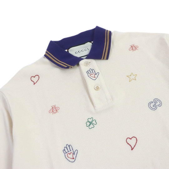 GUCCI Short sleeve polo shirt 625320 Main: 97% cotton, Main: 3% polyurethane, Part: 100% cotton, Part: 100% polyester light beige mens XS Used Authentic