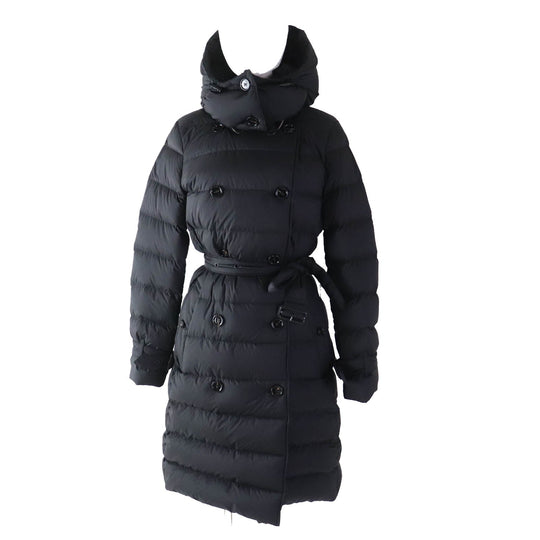 BURBERRY down coat 8044680 Outer material: 100% nylon, Lining: 100% nylon, Filling: 90% down, Filling: 10% feather, Upper lining: 100% polyester, Collar back: 100% polyester, Leather part: 100% cowhide black Women S Used Authentic