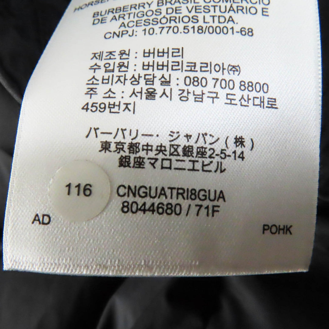 BURBERRY down coat 8044680 Outer material: 100% nylon, Lining: 100% nylon, Filling: 90% down, Filling: 10% feather, Upper lining: 100% polyester, Collar back: 100% polyester, Leather part: 100% cowhide black Women S Used Authentic