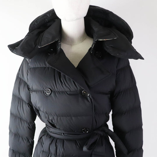 BURBERRY down coat 8044680 Outer material: 100% nylon, Lining: 100% nylon, Filling: 90% down, Filling: 10% feather, Upper lining: 100% polyester, Collar back: 100% polyester, Leather part: 100% cowhide black Women S Used Authentic