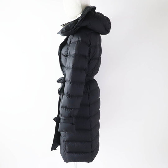 BURBERRY down coat 8044680 Outer material: 100% nylon, Lining: 100% nylon, Filling: 90% down, Filling: 10% feather, Upper lining: 100% polyester, Collar back: 100% polyester, Leather part: 100% cowhide black Women S Used Authentic