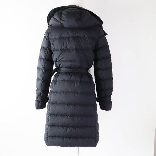 BURBERRY down coat 8044680 Outer material: 100% nylon, Lining: 100% nylon, Filling: 90% down, Filling: 10% feather, Upper lining: 100% polyester, Collar back: 100% polyester, Leather part: 100% cowhide black Women S Used Authentic