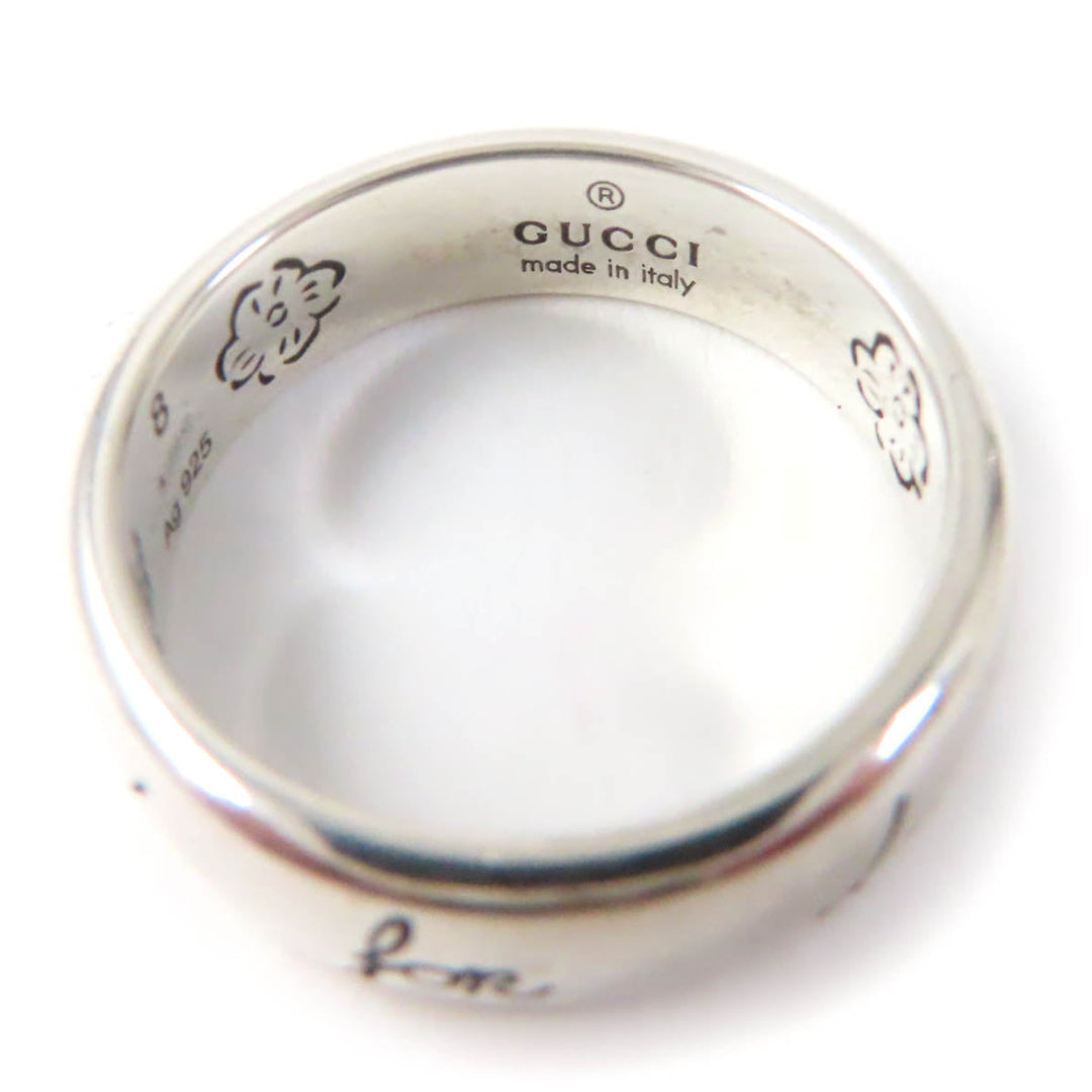 GUCCI Ring 455247 Main�FAG925 Silver BLIND FOR LOVE Women 8 Used Authentic