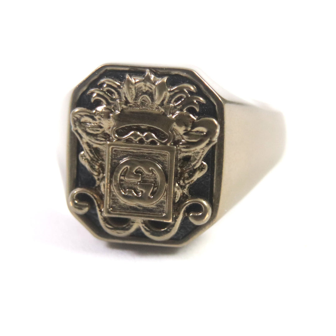 GUCCI Ring Silver925 Blast Gold Interlocking G Crest Ring mens 15 Used Authentic