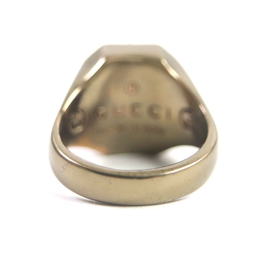 GUCCI Ring Silver925 Blast Gold Interlocking G Crest Ring mens 15 Used Authentic