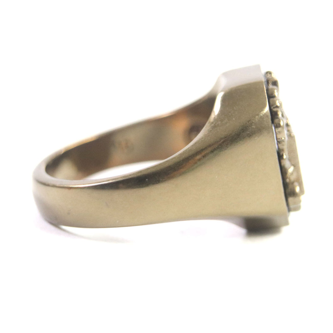 GUCCI Ring Silver925 Blast Gold Interlocking G Crest Ring mens 15 Used Authentic