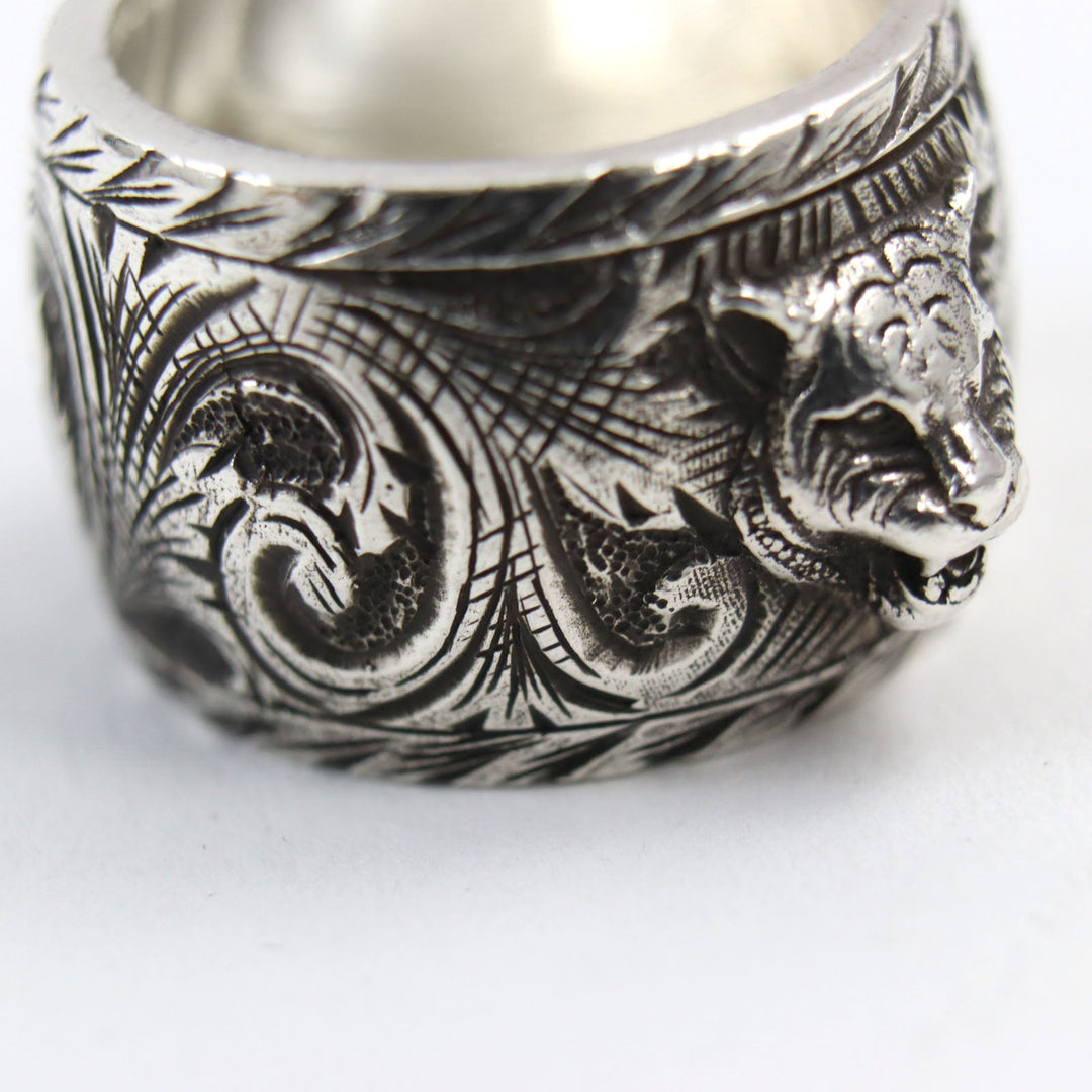 GUCCI Ring 433573 Main�FAG925 Silver Cat Head Arabesque Garden Women(Unisex) Used Authentic