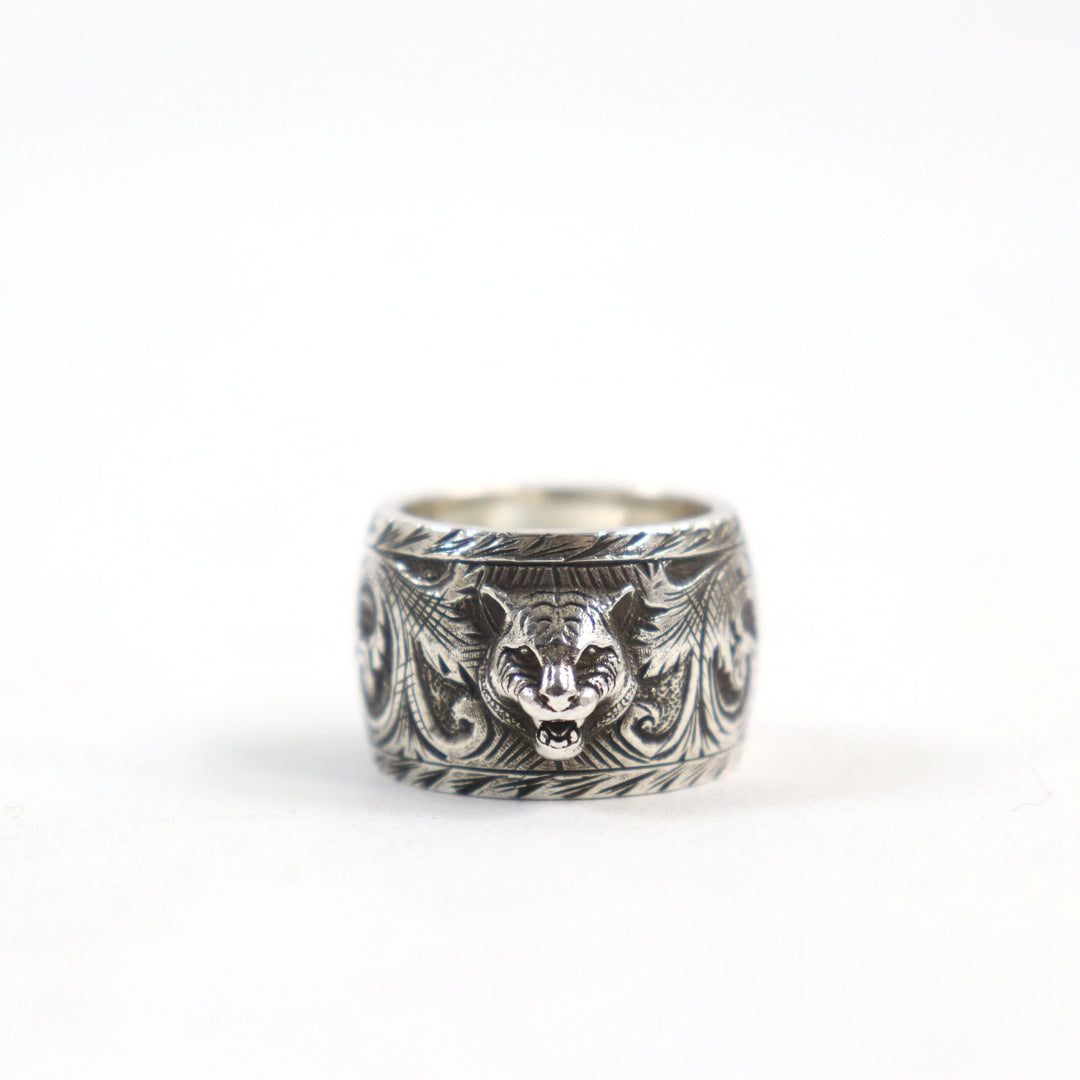 GUCCI Ring 433573 Main�FAG925 Silver Cat Head Arabesque Garden Women(Unisex) Used Authentic