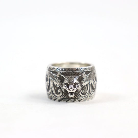 GUCCI Ring 433573 Main�FAG925 Silver Cat Head Arabesque Garden Women(Unisex) Used Authentic