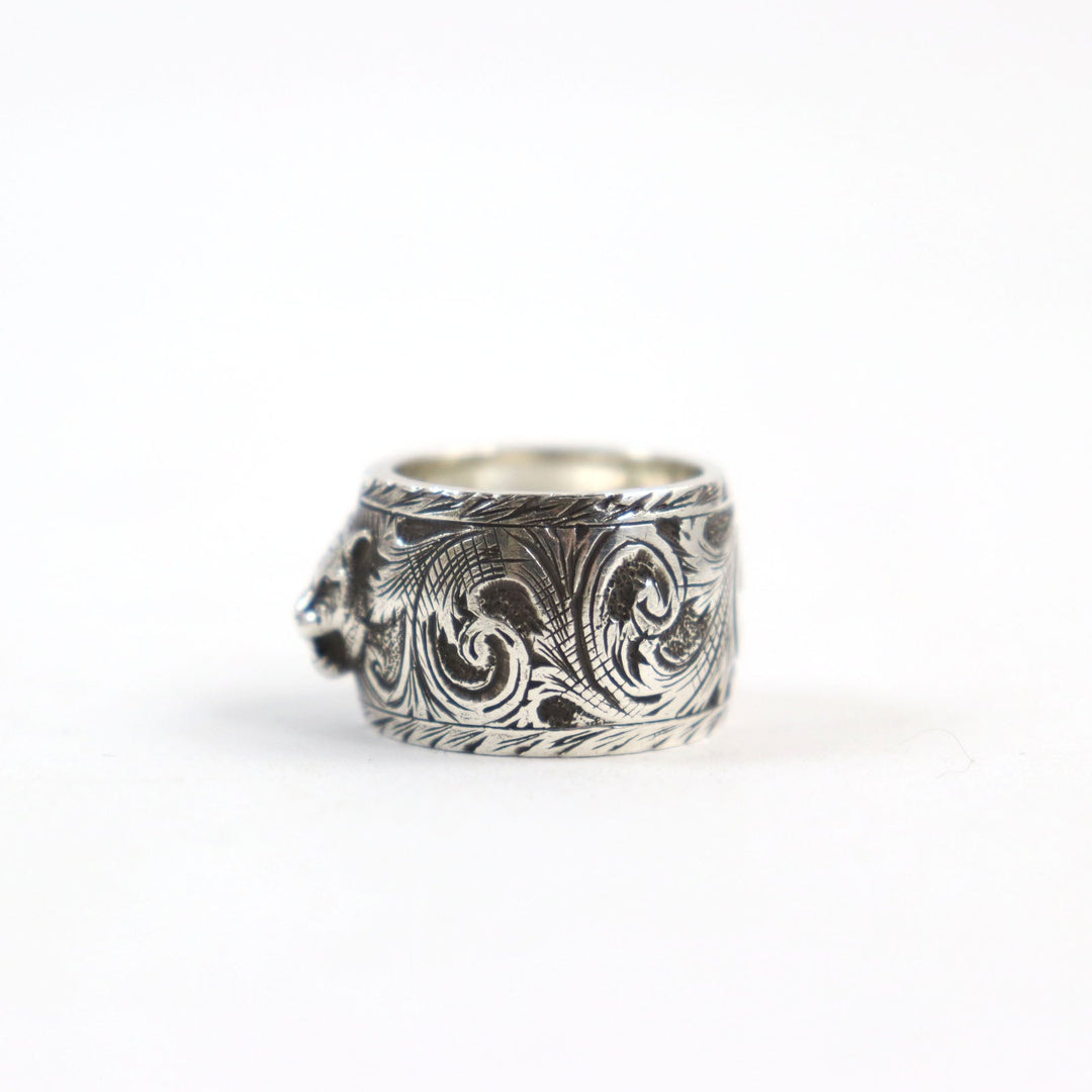 GUCCI Ring 433573 Main�FAG925 Silver Cat Head Arabesque Garden Women(Unisex) Used Authentic