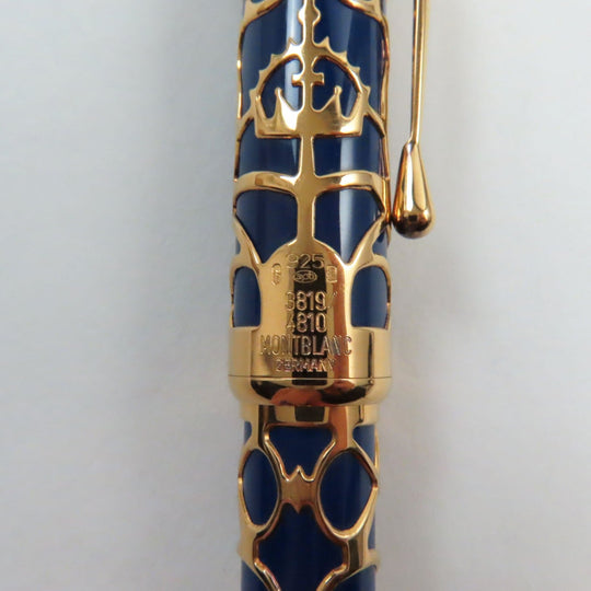 MONTBLANC fountain pen Part: SV925, Nib: K18 Gold blue Patron Series 1995 Prince Regent Limited Edition mens(Unisex) Used Authentic