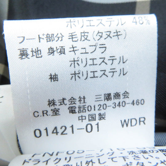 BURBERRY BLUE LABEL coat FNF05-716-09 Outer: 80% wool, Outer: 20% nylon, Lining: cupra, Lining: polyester, Sleeve lining: polyester, Piping (separate fabric): 52% cupra, 48% polyester, Fur: raccoon dog black Women 38 Used Authentic