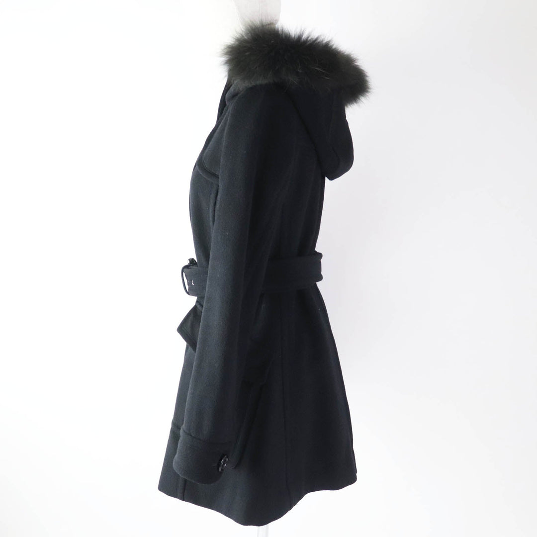 BURBERRY BLUE LABEL coat FNF05-716-09 Outer: 80% wool, Outer: 20% nylon, Lining: cupra, Lining: polyester, Sleeve lining: polyester, Piping (separate fabric): 52% cupra, 48% polyester, Fur: raccoon dog black Women 38 Used Authentic