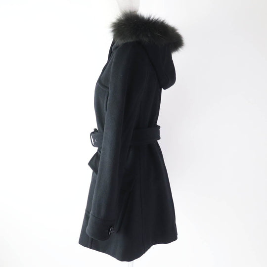 BURBERRY BLUE LABEL coat FNF05-716-09 Outer: 80% wool, Outer: 20% nylon, Lining: cupra, Lining: polyester, Sleeve lining: polyester, Piping (separate fabric): 52% cupra, 48% polyester, Fur: raccoon dog black Women 38 Used Authentic