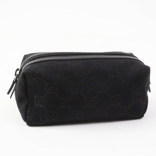 GUCCI Pouch 29596 Main: GG canvas Part: Leather Dark brown black Women Used Authentic