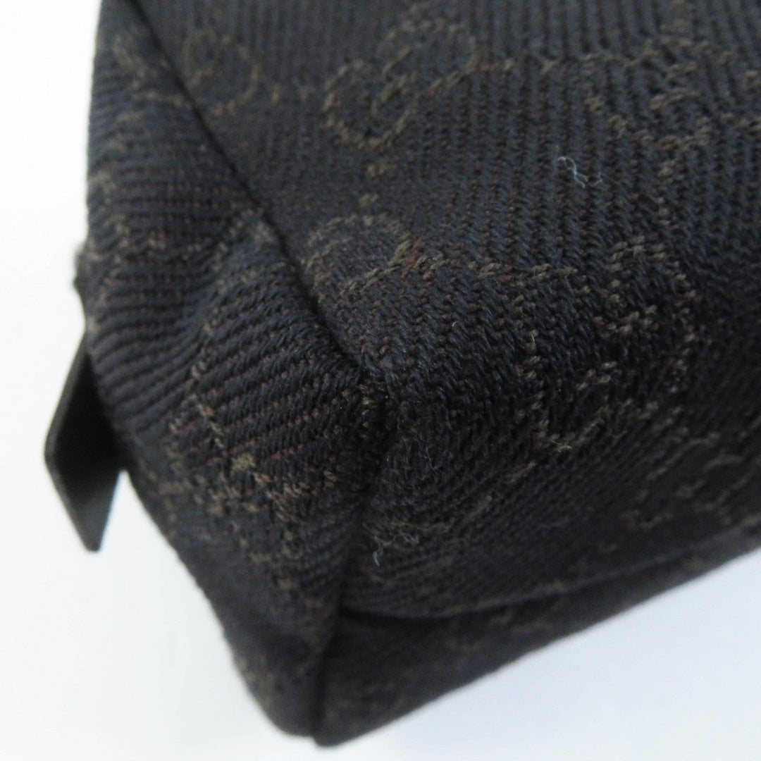 GUCCI Pouch 29596 Main: GG canvas Part: Leather Dark brown black Women Used Authentic