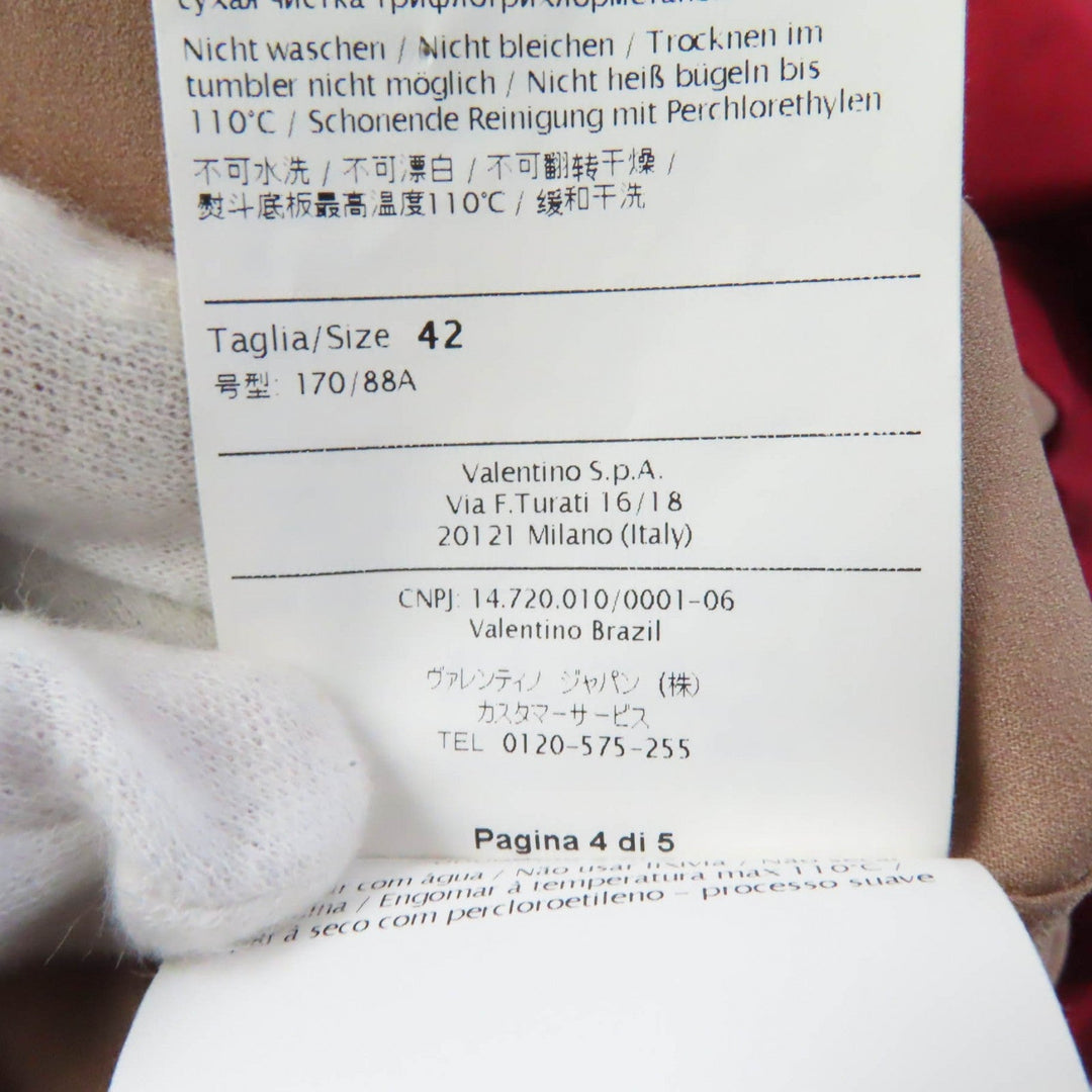 VALENTINO one piece Outer: 77% cotton, Outer: 17% rayon, Outer: 6% nylon, Lining: 96% polyester, Lining: 4% polyurethane Red Women 42 Used Authentic