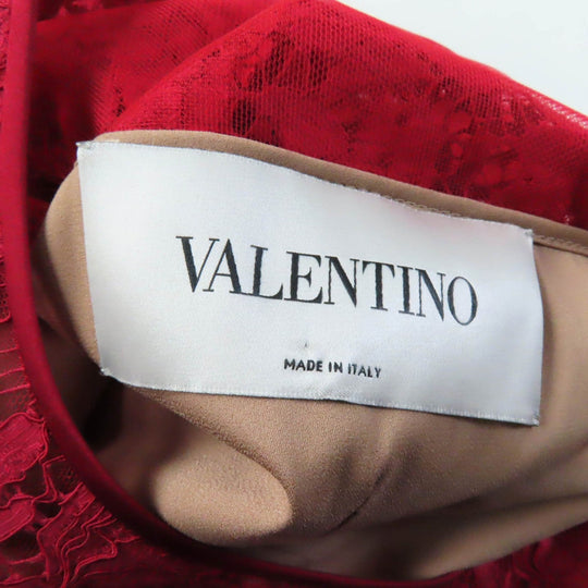 VALENTINO one piece Outer: 77% cotton, Outer: 17% rayon, Outer: 6% nylon, Lining: 96% polyester, Lining: 4% polyurethane Red Women 42 Used Authentic