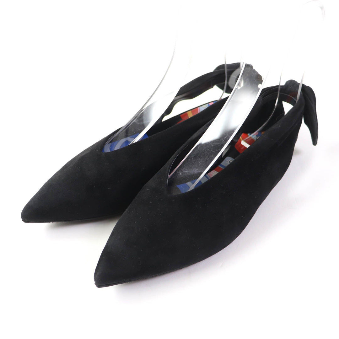 HERMES pumps Main: Suede leather black Women 37 Used Authentic