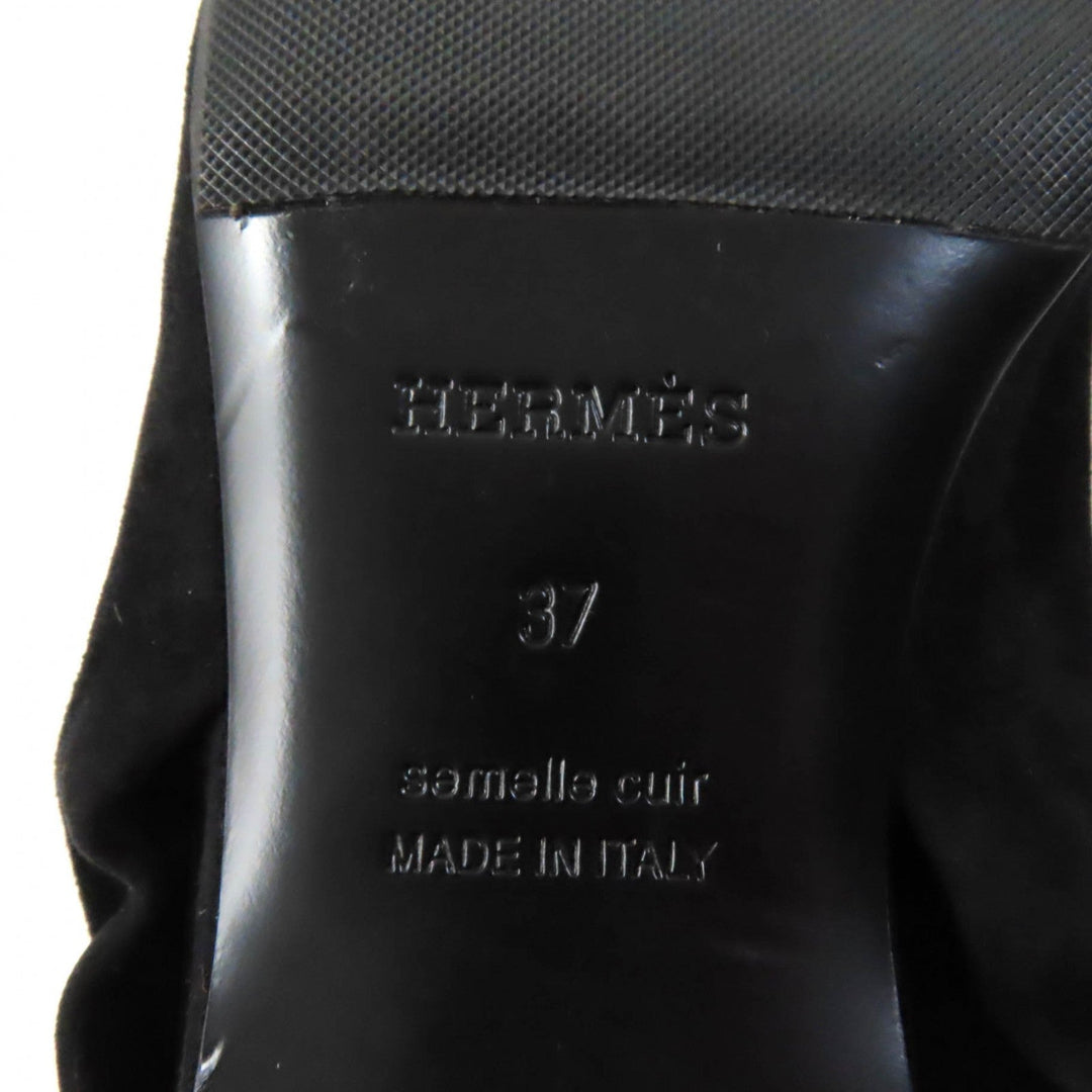 HERMES pumps Main: Suede leather black Women 37 Used Authentic