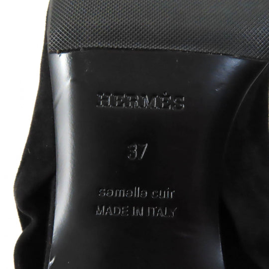 HERMES pumps Main: Suede leather black Women 37 Used Authentic
