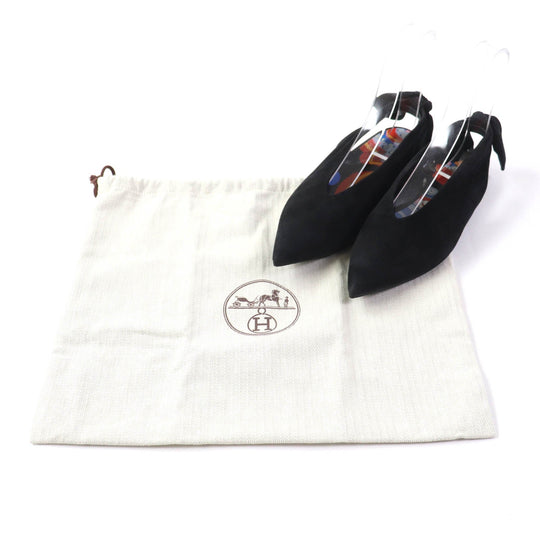 HERMES pumps Main: Suede leather black Women 37 Used Authentic