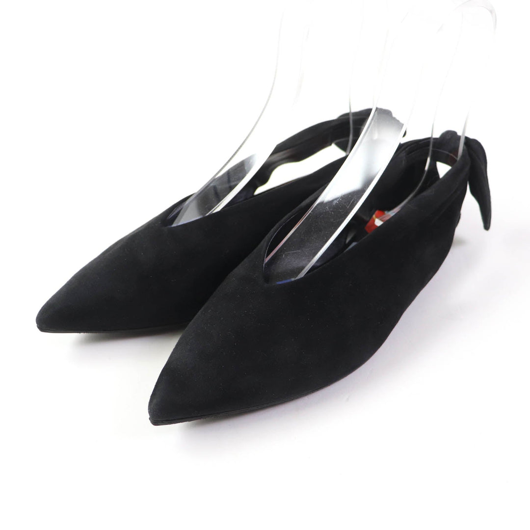 HERMES pumps Main: Suede leather black Women 37 Used Authentic