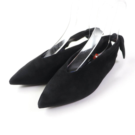 HERMES pumps Main: Suede leather black Women 37 Used Authentic