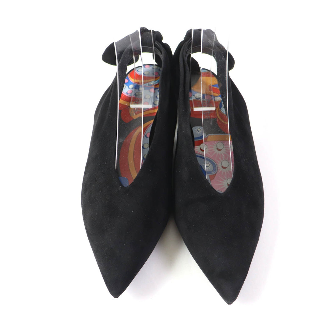 HERMES pumps Main: Suede leather black Women 37 Used Authentic