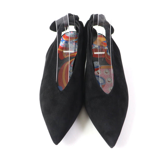 HERMES pumps Main: Suede leather black Women 37 Used Authentic