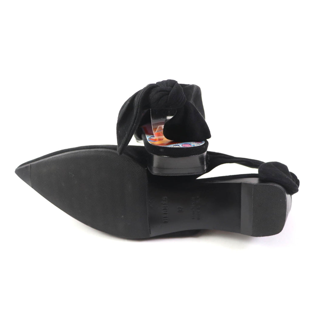HERMES pumps Main: Suede leather black Women 37 Used Authentic