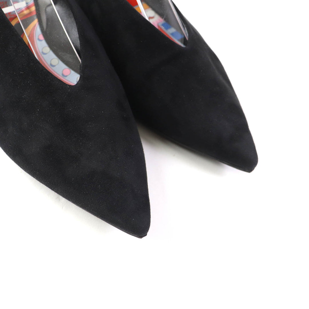 HERMES pumps Main: Suede leather black Women 37 Used Authentic
