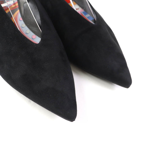 HERMES pumps Main: Suede leather black Women 37 Used Authentic