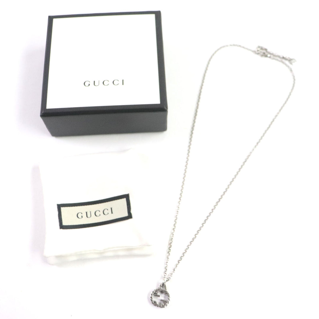GUCCI Necklace Main�FAG925 Silver Arabesque Interlocking G mens Used Authentic