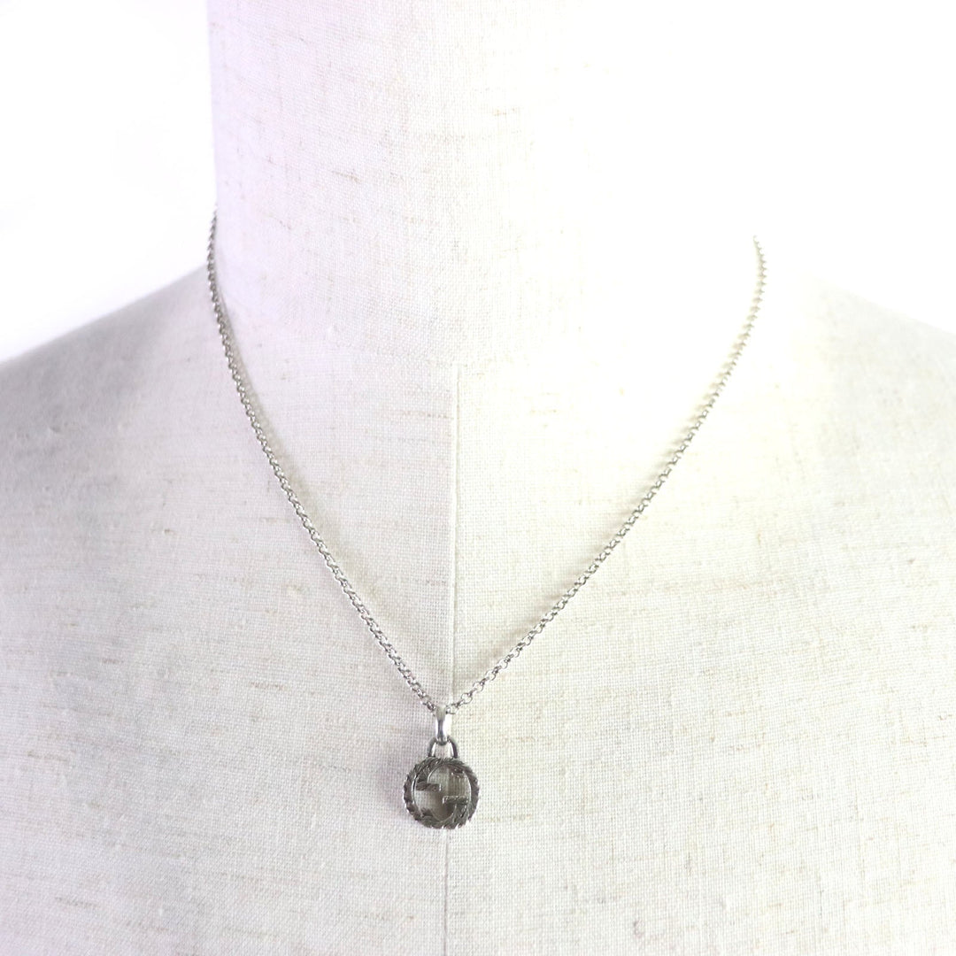 GUCCI Necklace Main�FAG925 Silver Arabesque Interlocking G mens Used Authentic