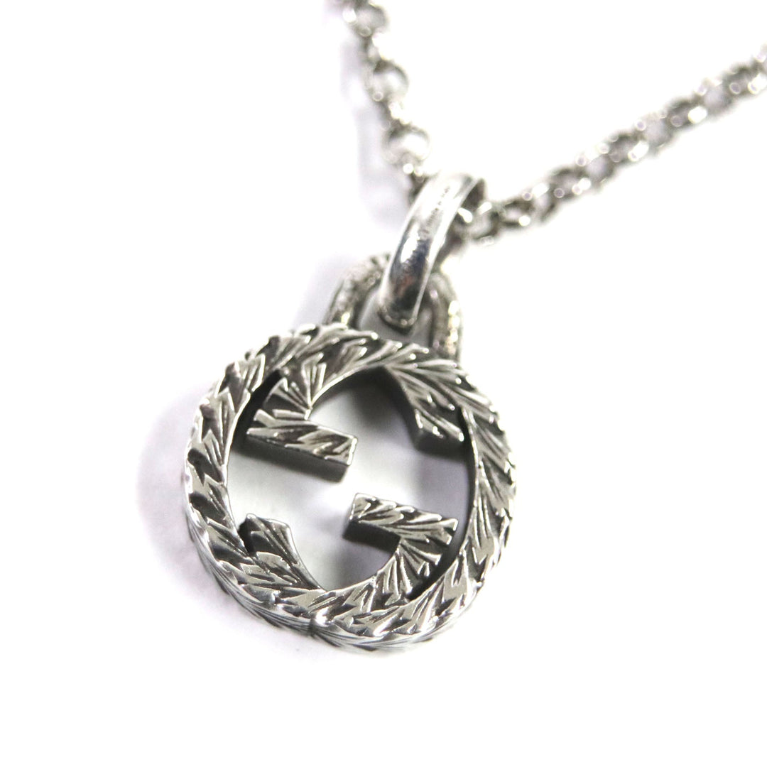 GUCCI Necklace Main�FAG925 Silver Arabesque Interlocking G mens Used Authentic