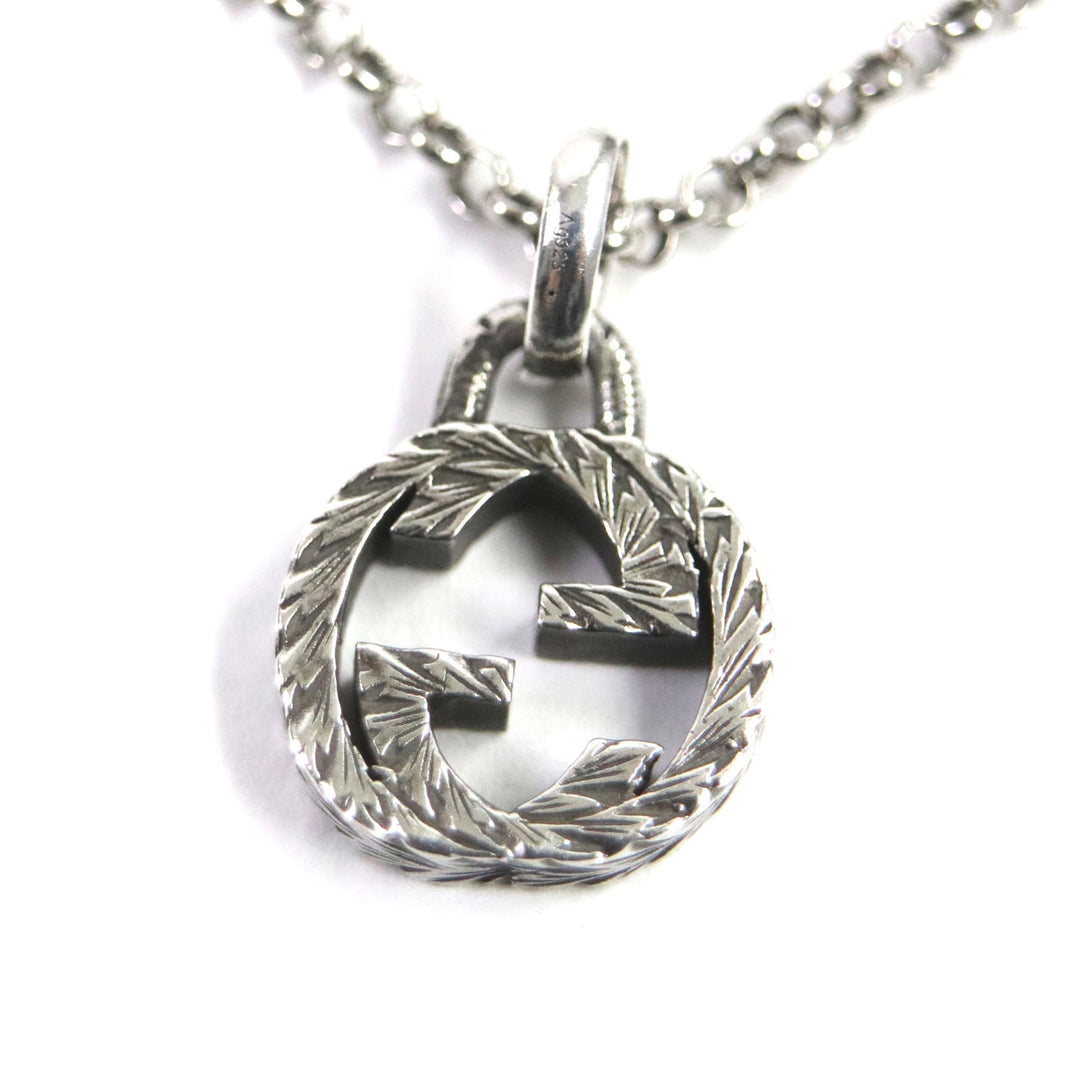 GUCCI Necklace Main�FAG925 Silver Arabesque Interlocking G mens Used Authentic