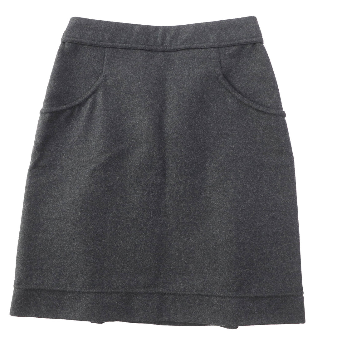 CHANEL skirt 11A P41836 Outer: 60% wool, Outer: 38% angora, Outer: 1% polyurethane, Outer: 1% nylon, Lining: 100% silk Dark gray Women 36 Used Authentic