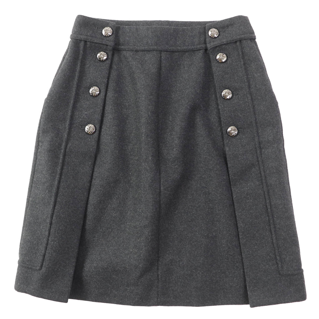 CHANEL skirt 11A P41836 Outer: 60% wool, Outer: 38% angora, Outer: 1% polyurethane, Outer: 1% nylon, Lining: 100% silk Dark gray Women 36 Used Authentic