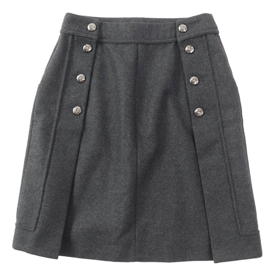 CHANEL skirt 11A P41836 Outer: 60% wool, Outer: 38% angora, Outer: 1% polyurethane, Outer: 1% nylon, Lining: 100% silk Dark gray Women 36 Used Authentic