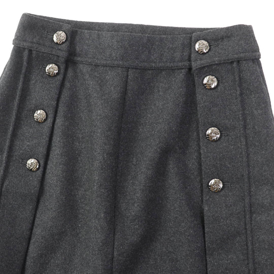 CHANEL skirt 11A P41836 Outer: 60% wool, Outer: 38% angora, Outer: 1% polyurethane, Outer: 1% nylon, Lining: 100% silk Dark gray Women 36 Used Authentic