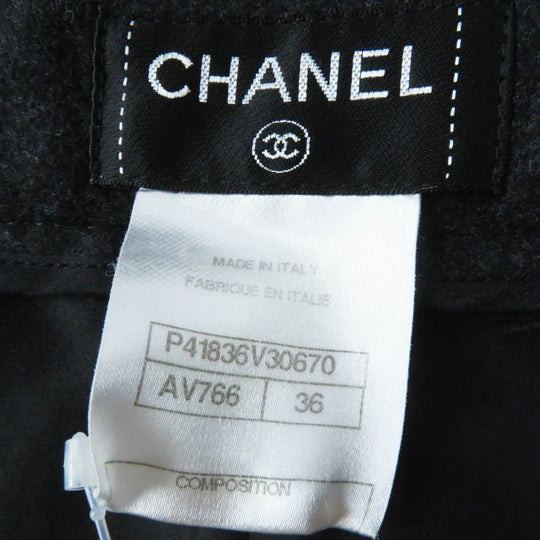 CHANEL skirt 11A P41836 Outer: 60% wool, Outer: 38% angora, Outer: 1% polyurethane, Outer: 1% nylon, Lining: 100% silk Dark gray Women 36 Used Authentic