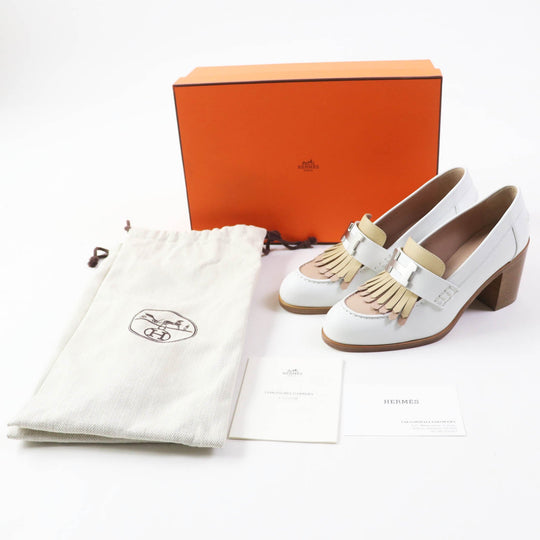 HERMES pumps Main: Leather White beige Constance Elysee 70 Women 35 1/2 Used Authentic