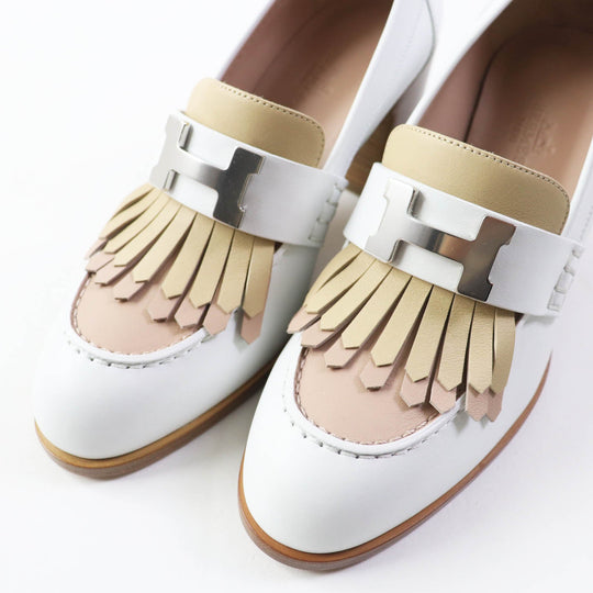 HERMES pumps Main: Leather White beige Constance Elysee 70 Women 35 1/2 Used Authentic