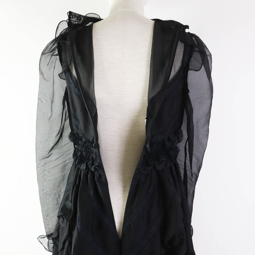 VALENTINO dress Outer: 100% silk, Outer: 91% cotton, Outer: 9% nylon, Outer: 100% nylon, Lining: 91% silk, : 9% polyurethane Embroidery: 100% polyester black Women 40 Used Authentic