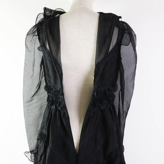 VALENTINO dress Outer: 100% silk, Outer: 91% cotton, Outer: 9% nylon, Outer: 100% nylon, Lining: 91% silk, : 9% polyurethane Embroidery: 100% polyester black Women 40 Used Authentic