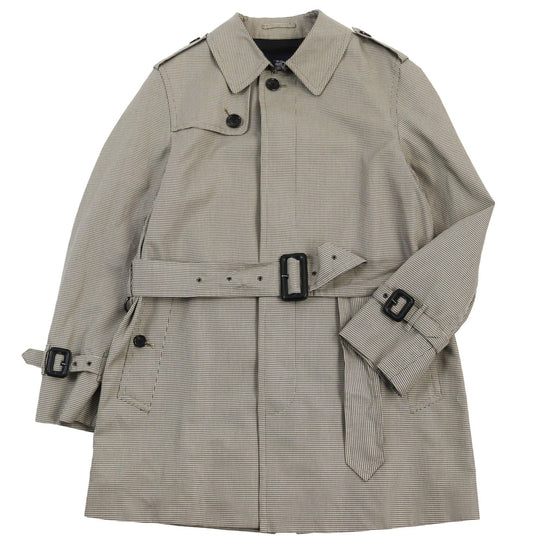 BURBERRY LONDON trench coat Outer: 100% cotton, Lining: Cupra, Sleeve lining: Cupra, Sleeve lining: Polyester, Part: Leather Ivory black mens L Used Authentic