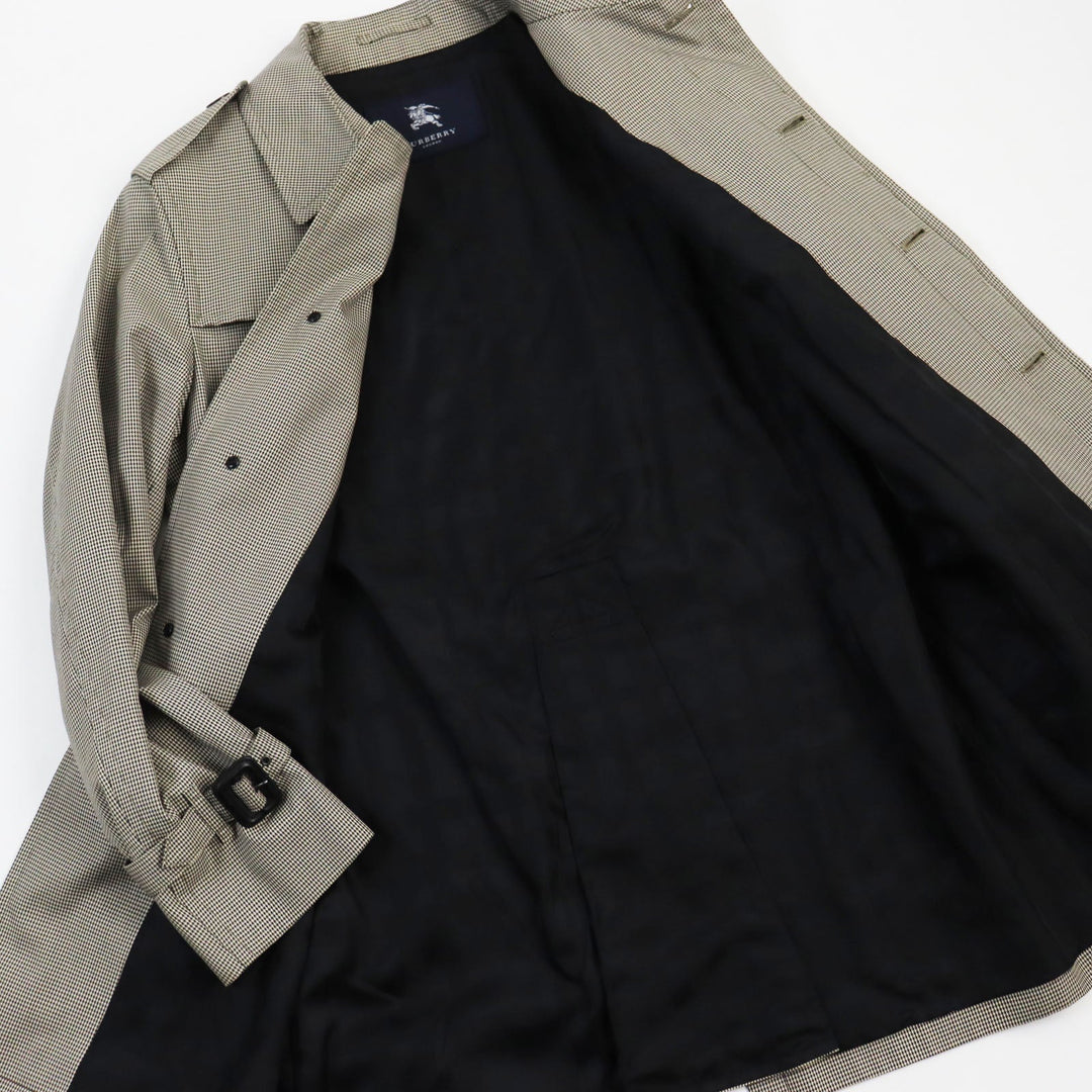 BURBERRY LONDON trench coat Outer: 100% cotton, Lining: Cupra, Sleeve lining: Cupra, Sleeve lining: Polyester, Part: Leather Ivory black mens L Used Authentic