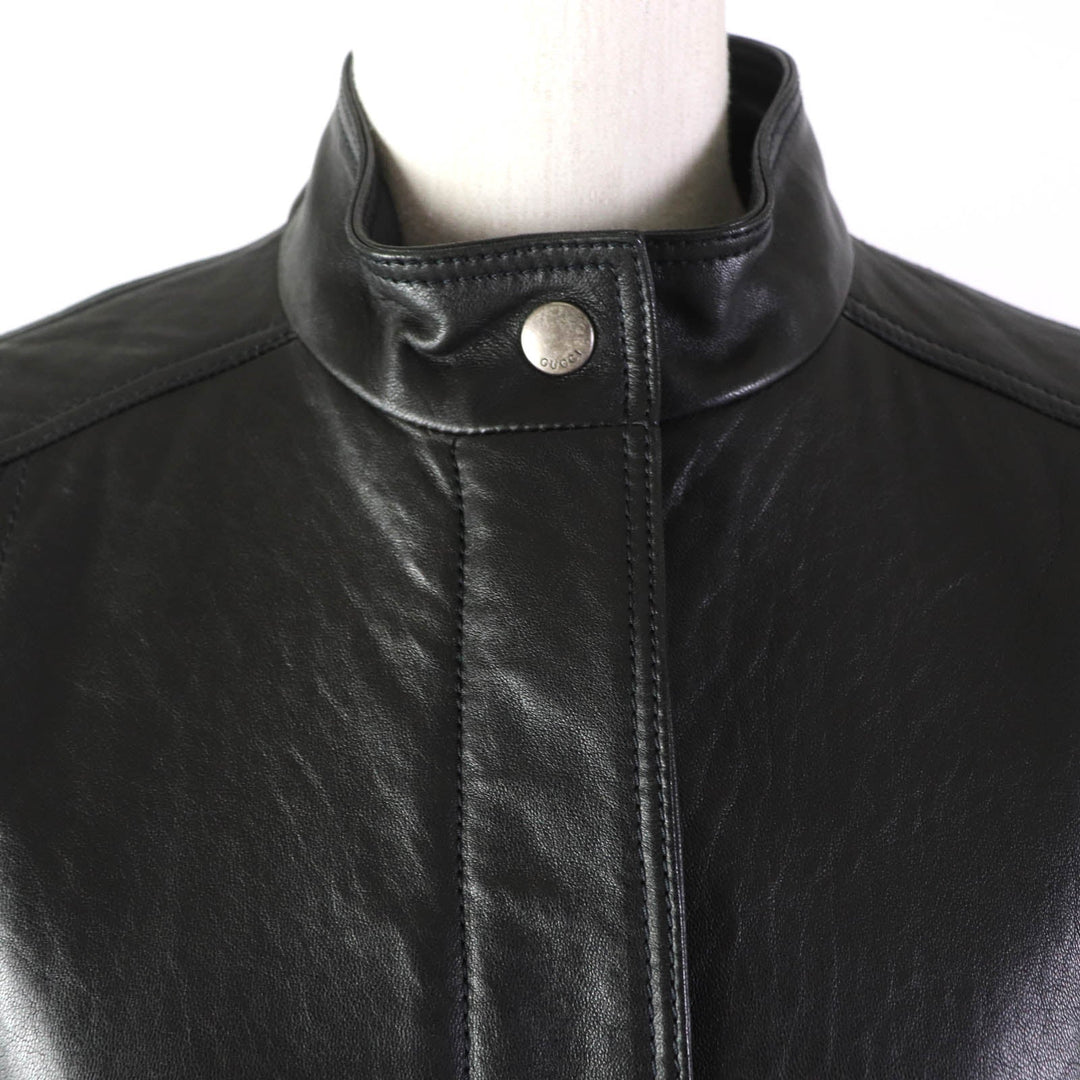 GUCCI Riders jacket 290487 Main: Lamb leather, Lining: 100% rayon black Women 40 Used Authentic